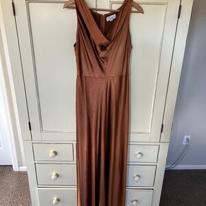 Six Stories Cowl Front Sayin Rust bridesmaid dress